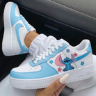 Baby Blue Pink Stitch Flowers Custom Air Force 1-shecustomize