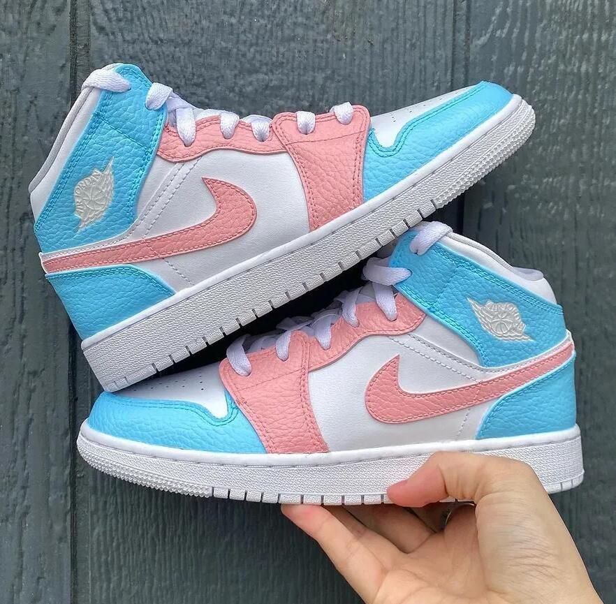 Baby Blue Pink White Custom Air Jordan 1-shecustomize