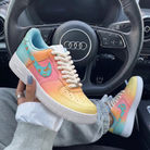 Baby Blue Pink Yellow Orange Gradient LV Custom Air Force 1-shecustomize
