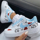 Baby Blue Red Eyes Hearts Doodles Custom Air Force 1-shecustomize