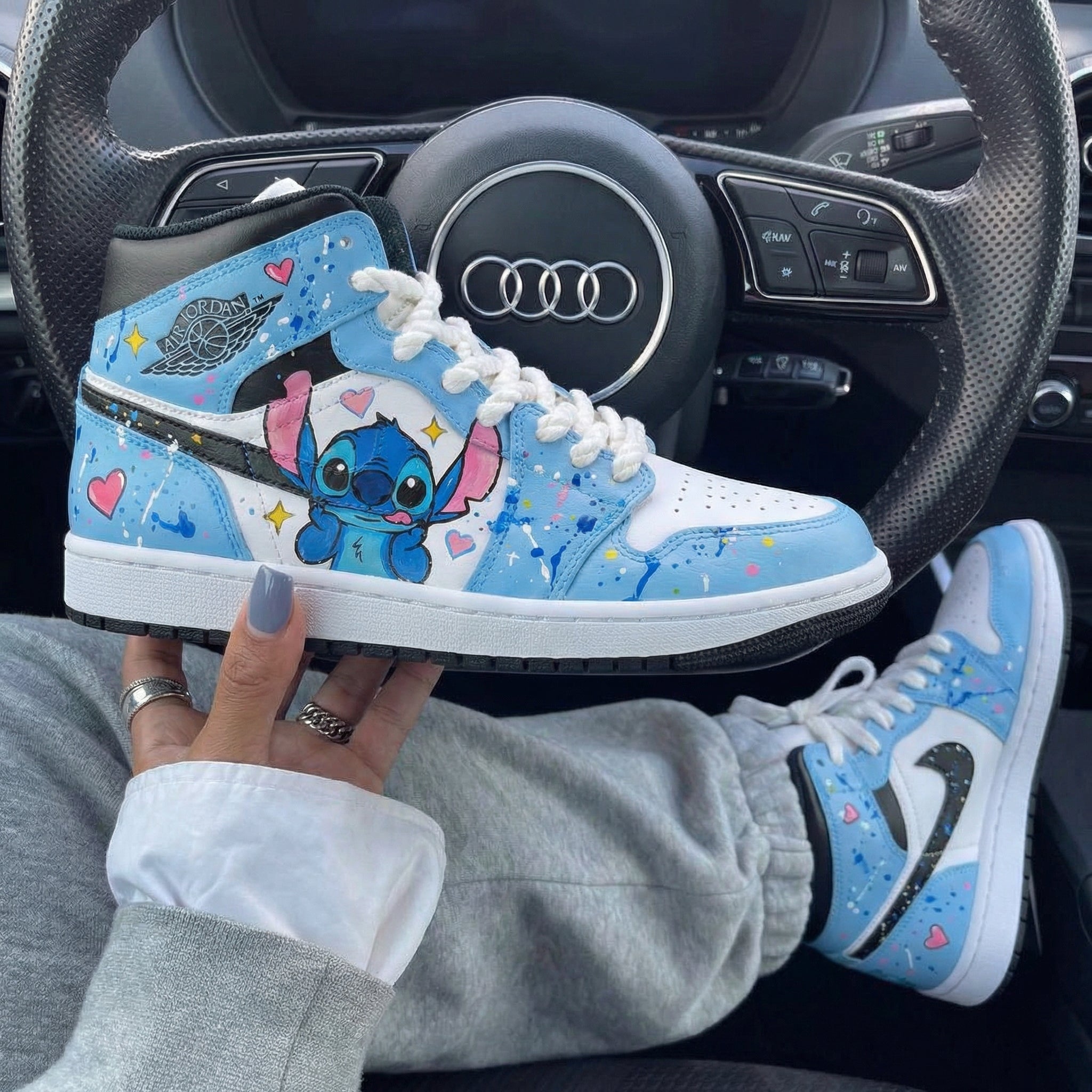 Baby Blue Stitch Heart Custom Air Jordan 1-shecustomize