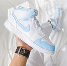Baby Blue Swoosh White Custom Air Jordan 1-shecustomize