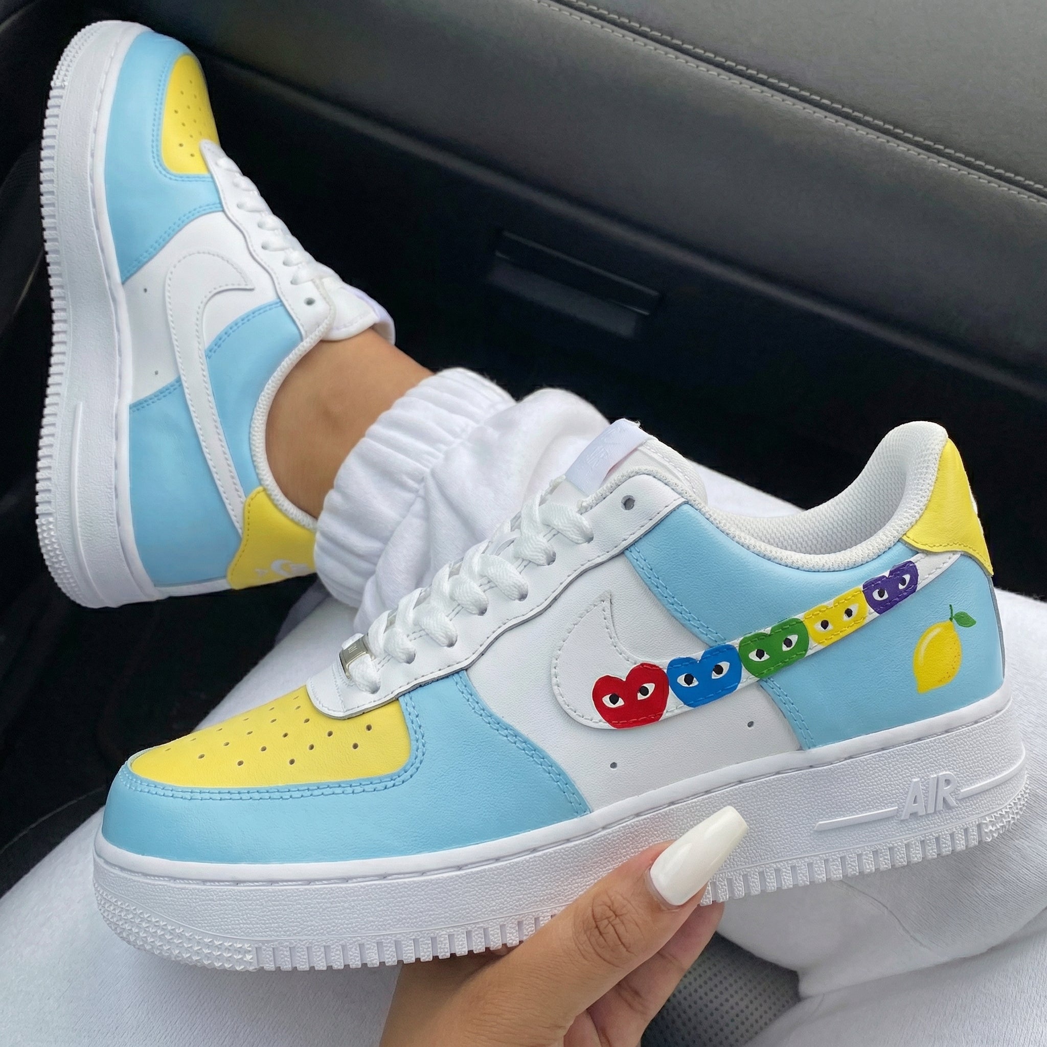 Baby Blue Yellow Heart - eyed Custom Air Force 1-shecustomize