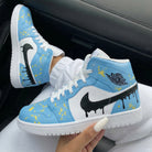 Baby Blue Yellow Splatter Custom Air Jordan 1-shecustomize