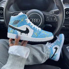 Baby Blue Yellow Splatter Custom Air Jordan 1-shecustomize