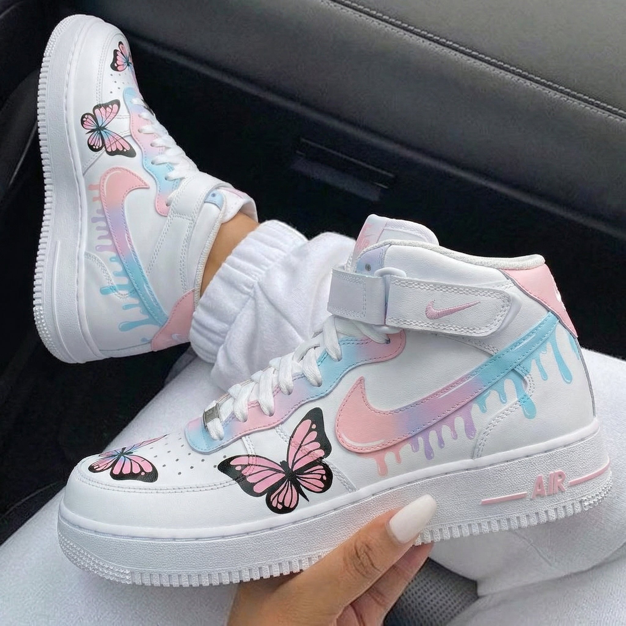 Baby Pink Baby Blue Butterflies Custom Air Force 1-shecustomize