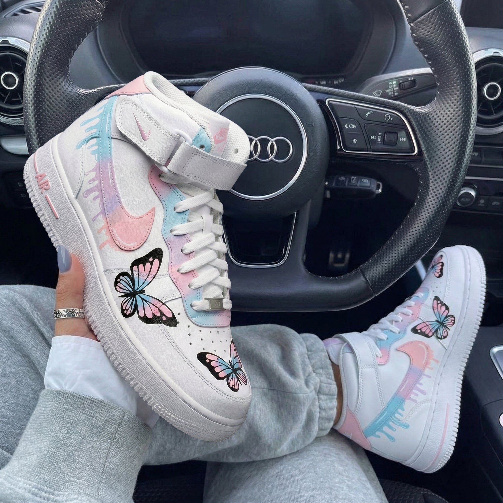 Baby Pink Baby Blue Butterflies Custom Air Force 1-shecustomize
