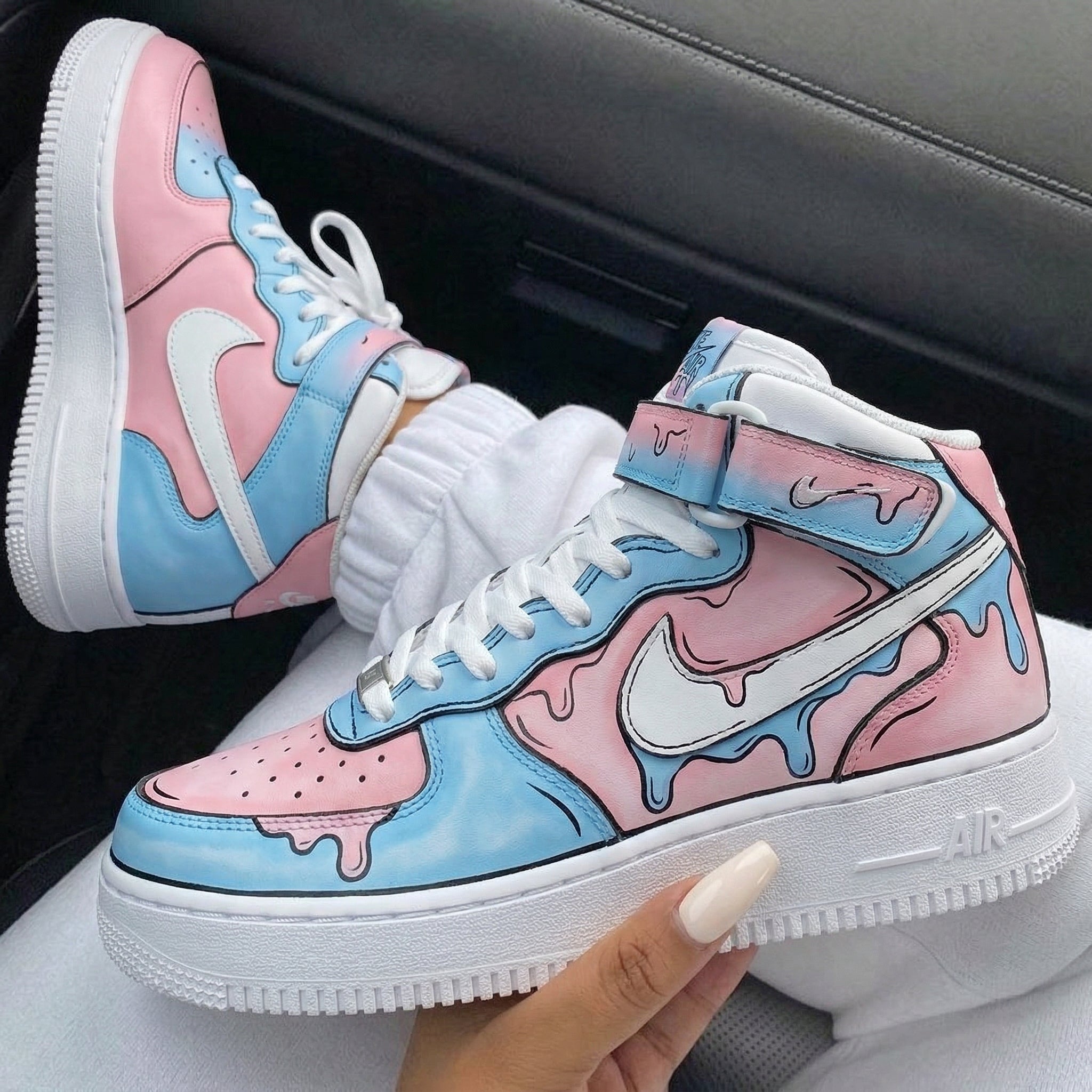 Baby Pink Baby Blue Drip Custom Air Force 1-shecustomize