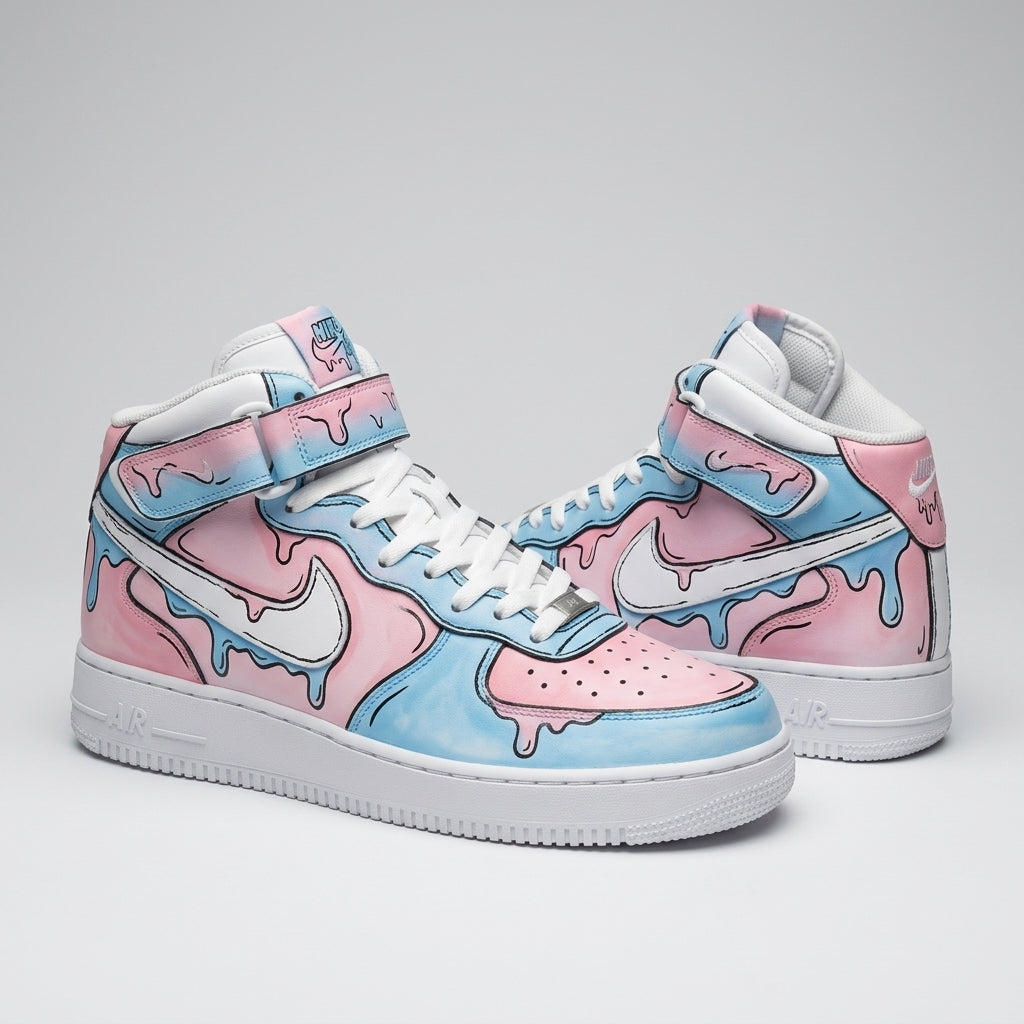 Baby Pink Baby Blue Drip Custom Air Force 1-shecustomize