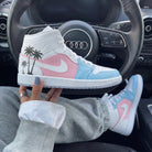 Baby Pink Baby Blue Palms Custom Air Jordan 1-shecustomize