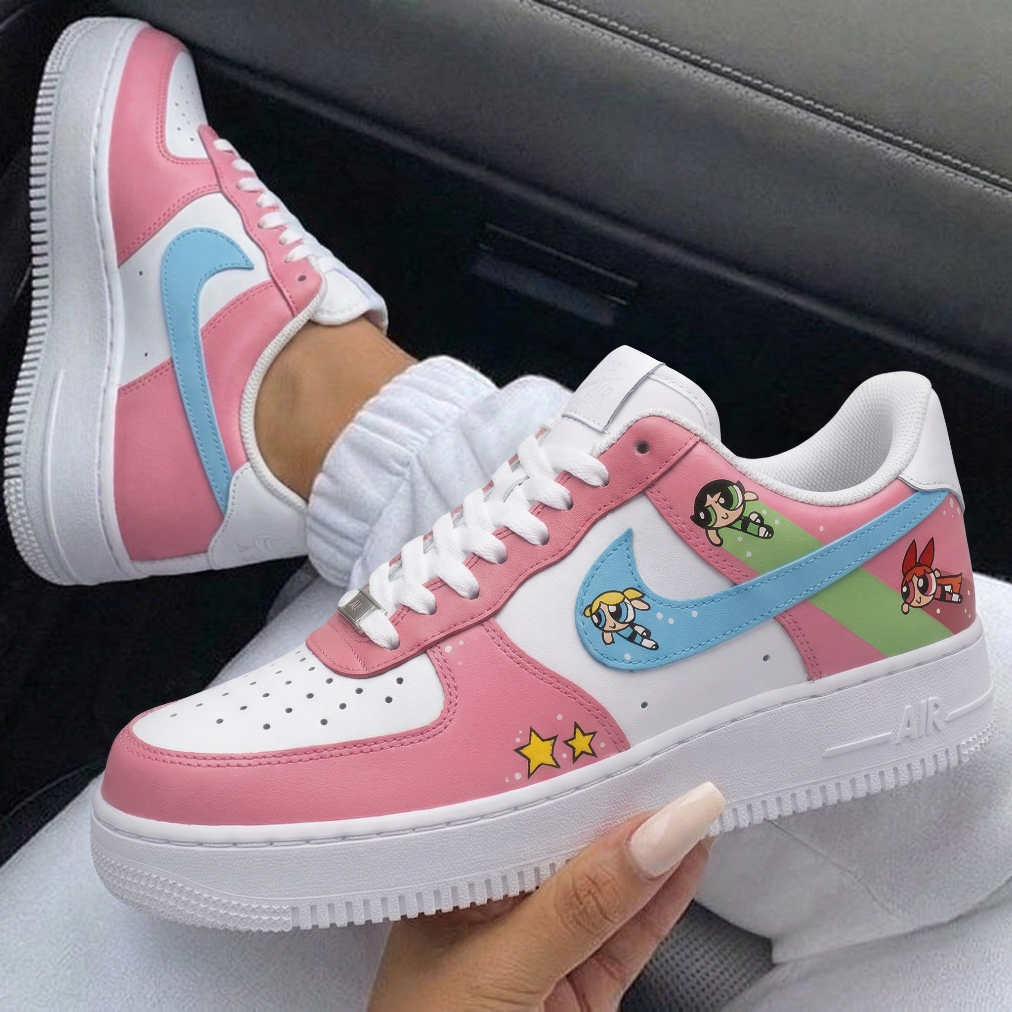 Baby Pink Baby Blue Powerpuff Girls Cartoon Custom Air Force 1-shecustomize