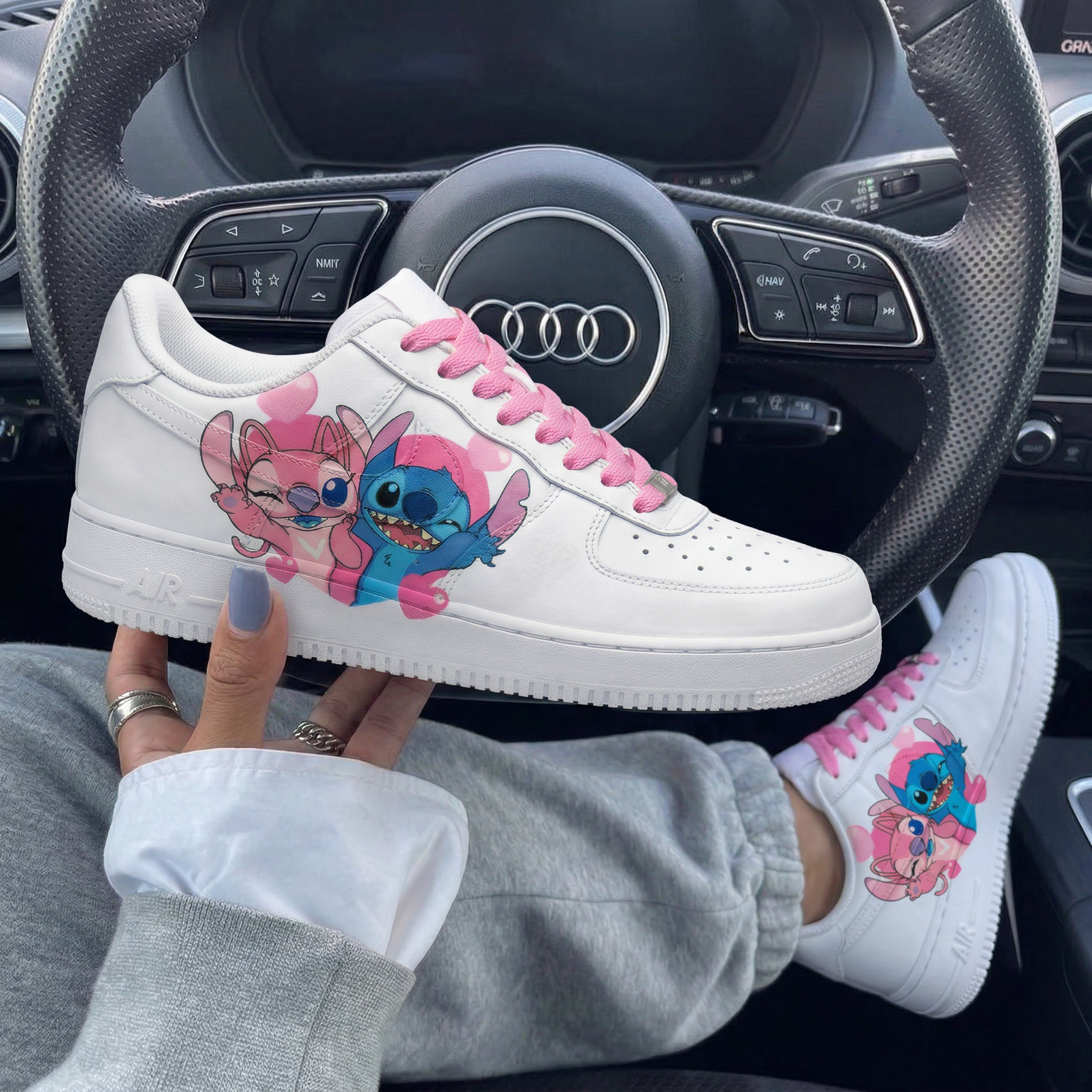 Baby Pink Baby Blue Stitch Angel Custom Air Force 1-shecustomize
