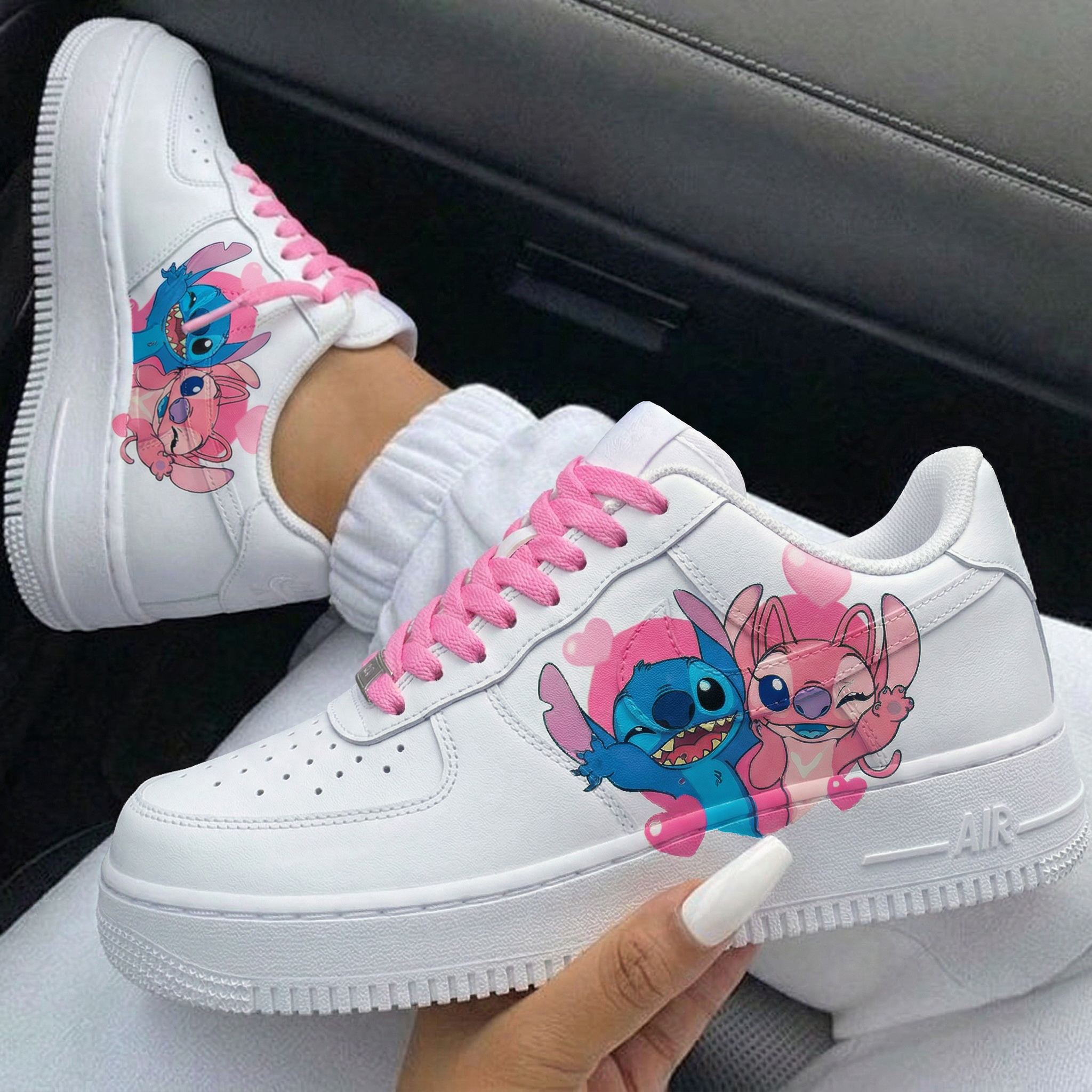 Baby Pink Baby Blue Stitch Angel Custom Air Force 1-shecustomize