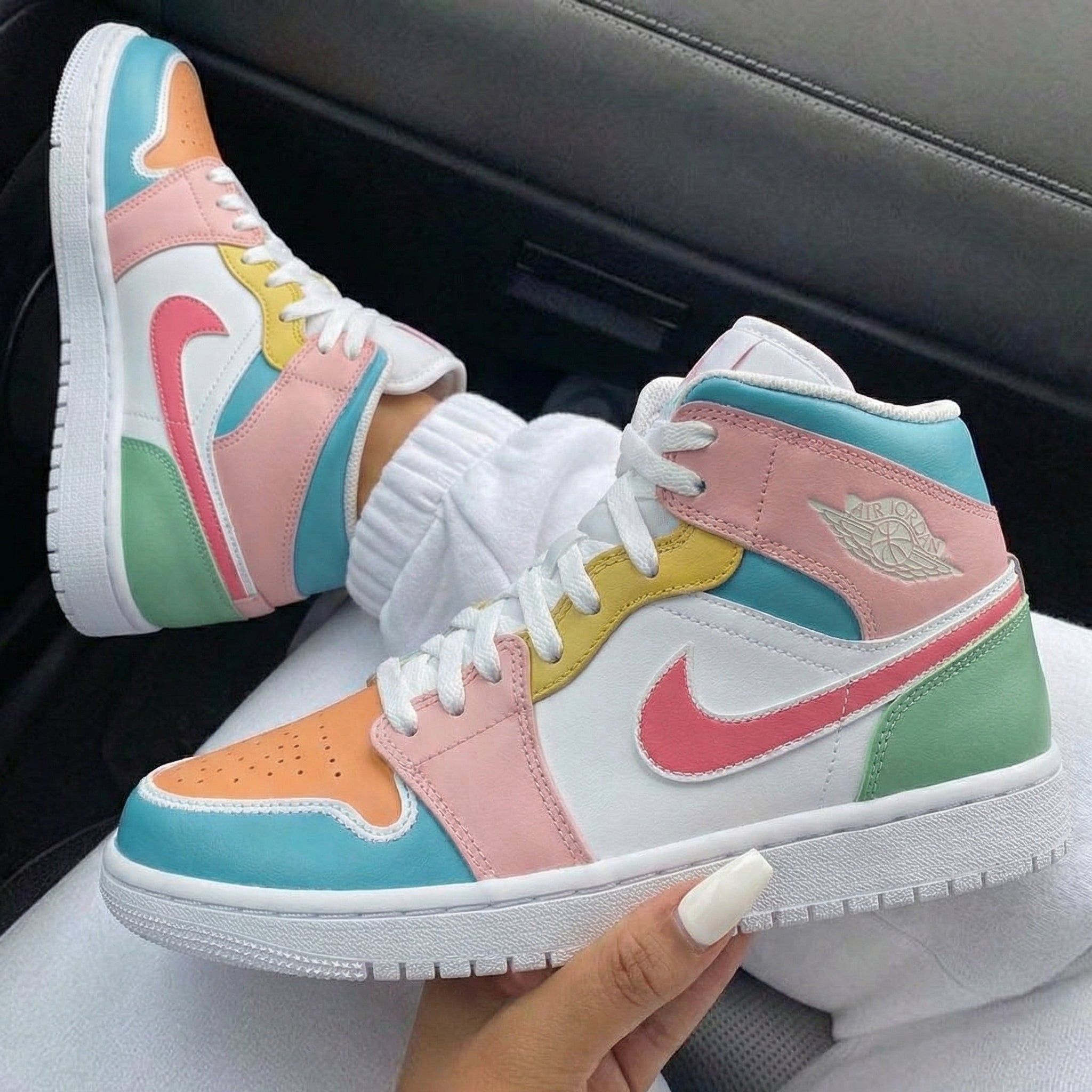 Baby Pink Baby Blue Yellow Orange Green Custom Air Jordan 1-shecustomize