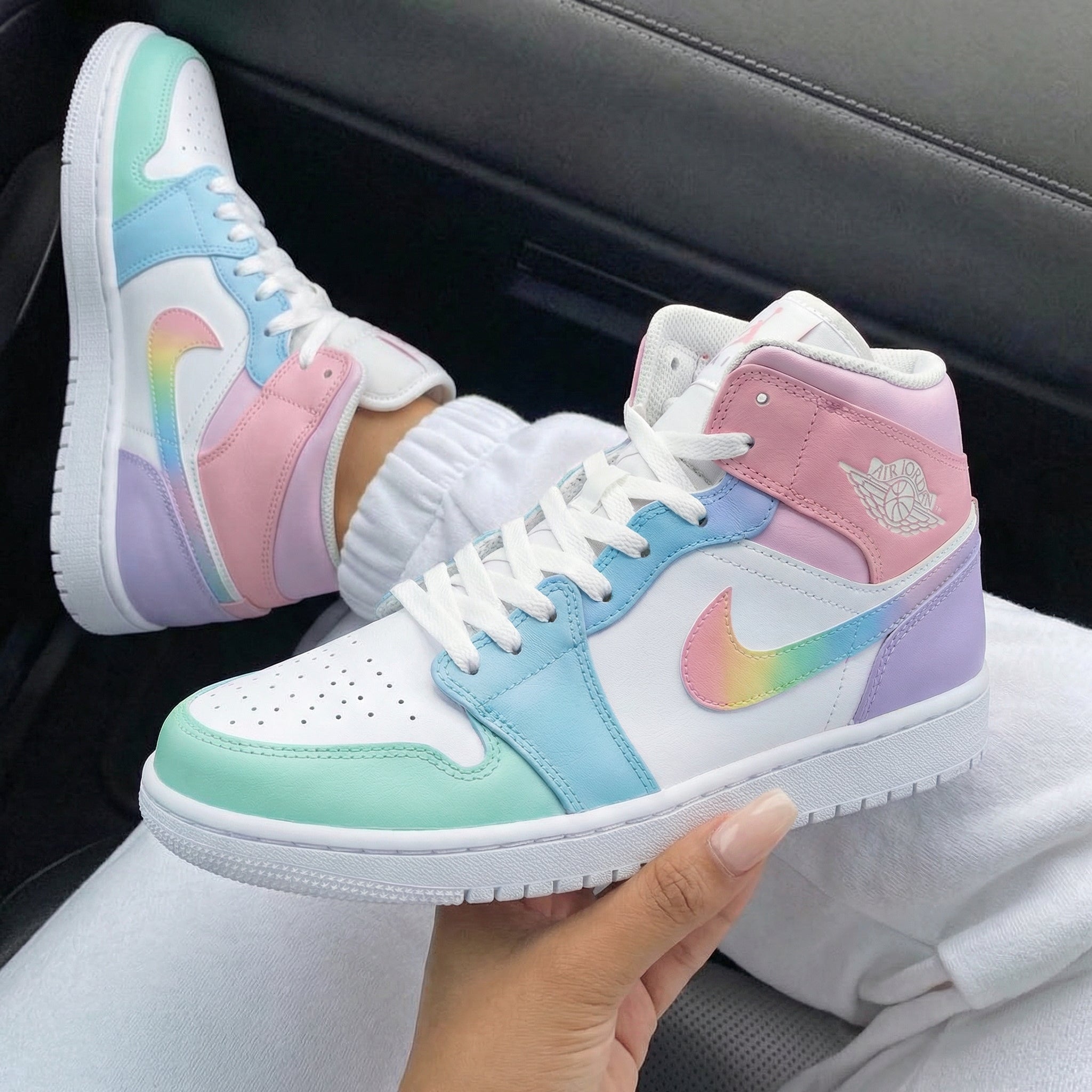 Baby Pink Blue Rainbow Custom Air Jordan 1-shecustomize