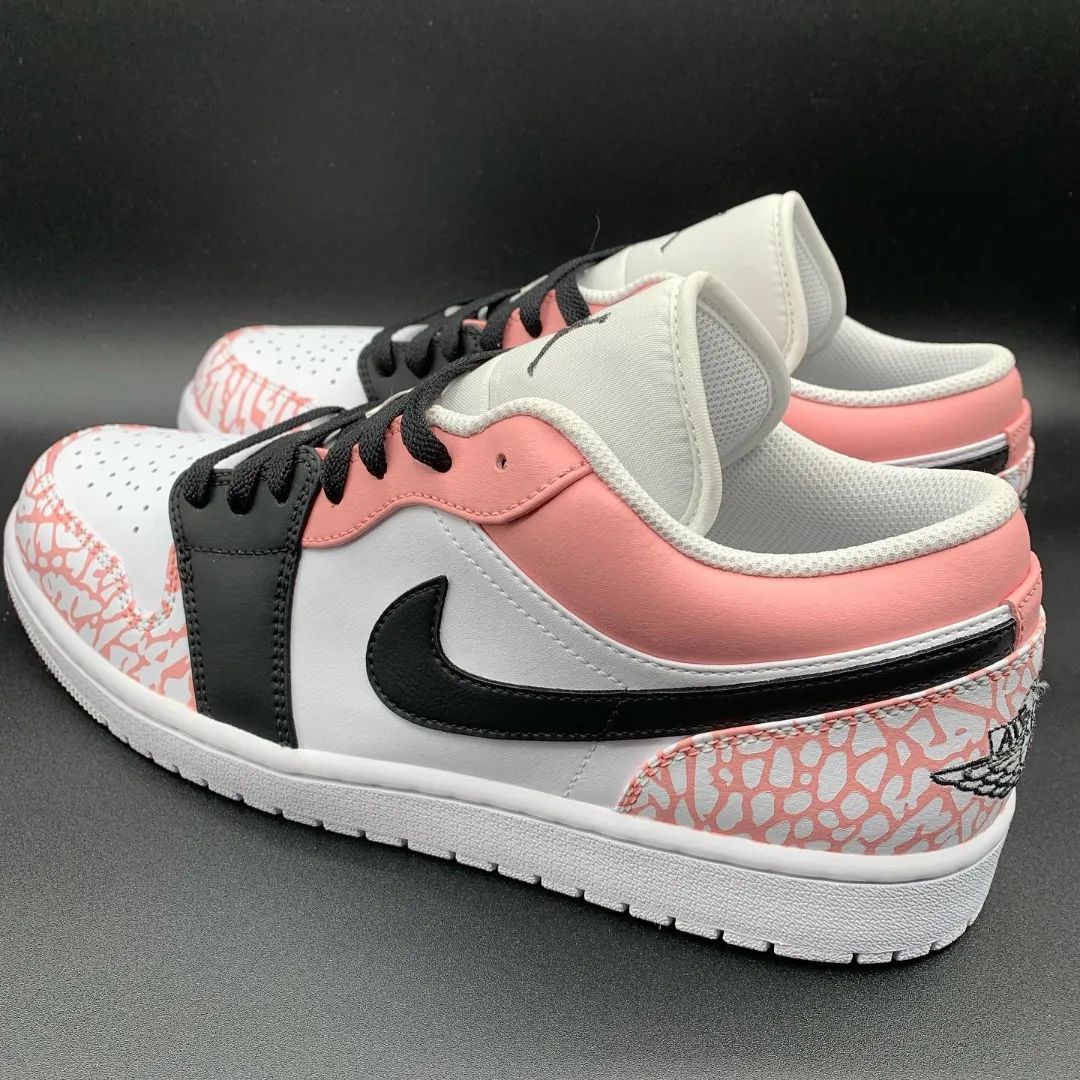 Baby Pink Crackle Pattern Custom Air Jordan 1-shecustomize