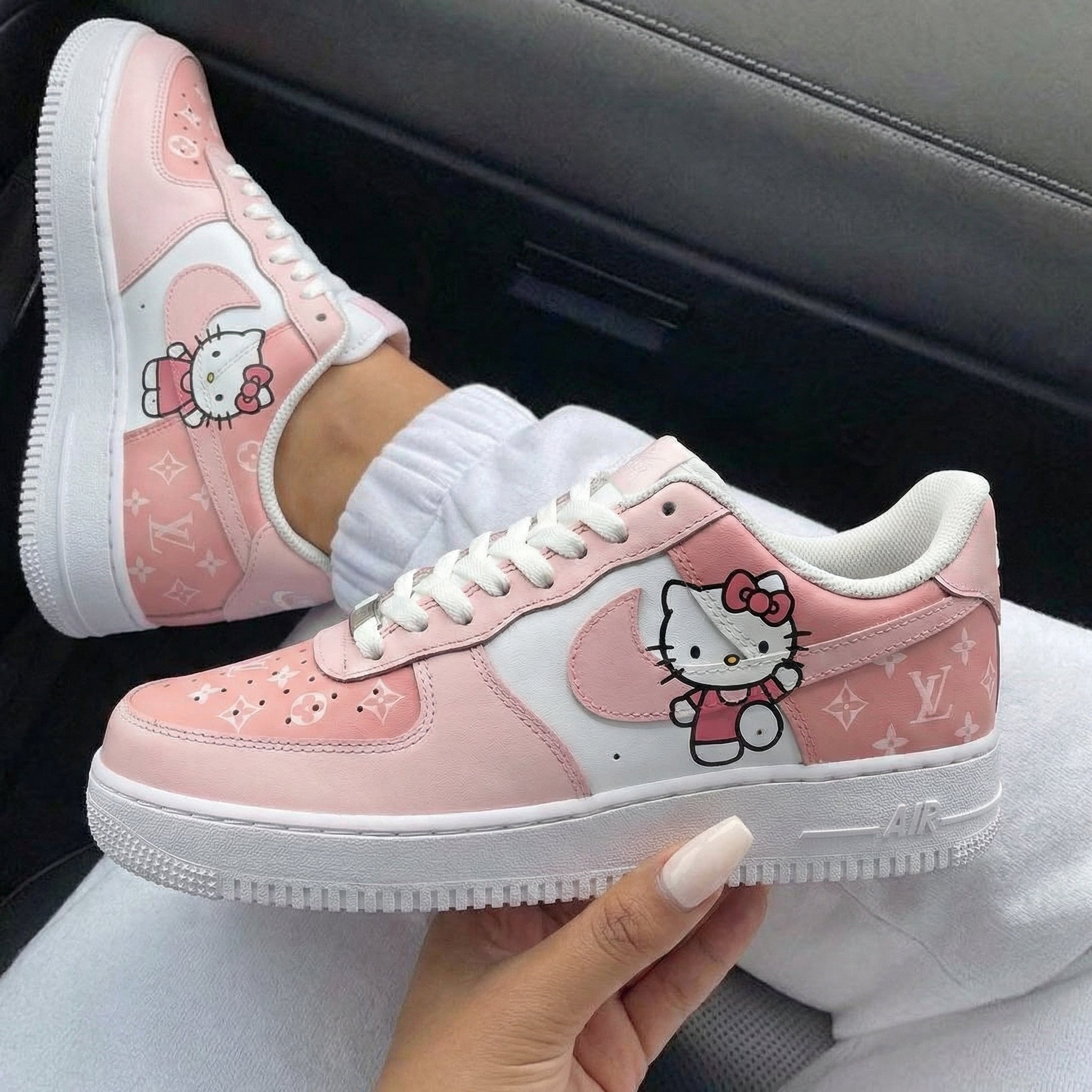 Baby Pink Hello Kitty LV Custom Air Force 1-shecustomize