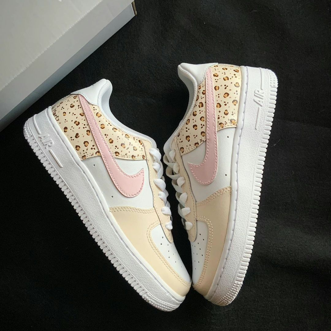 Baby Pink Leopard Custom Air Force 1-shecustomize