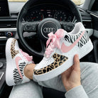 Baby Pink Leopard Zebra Pink Ribbon Custom Air Force 1-shecustomize