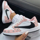 Baby Pink LV Print Travis Scott Custom Air Jordan 1-shecustomize