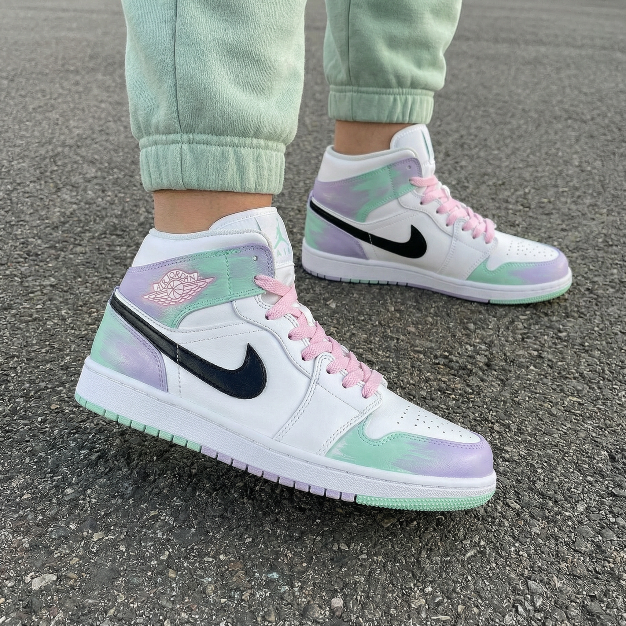 Baby Pink Mint Purple Custom Air Jordan 1-shecustomize