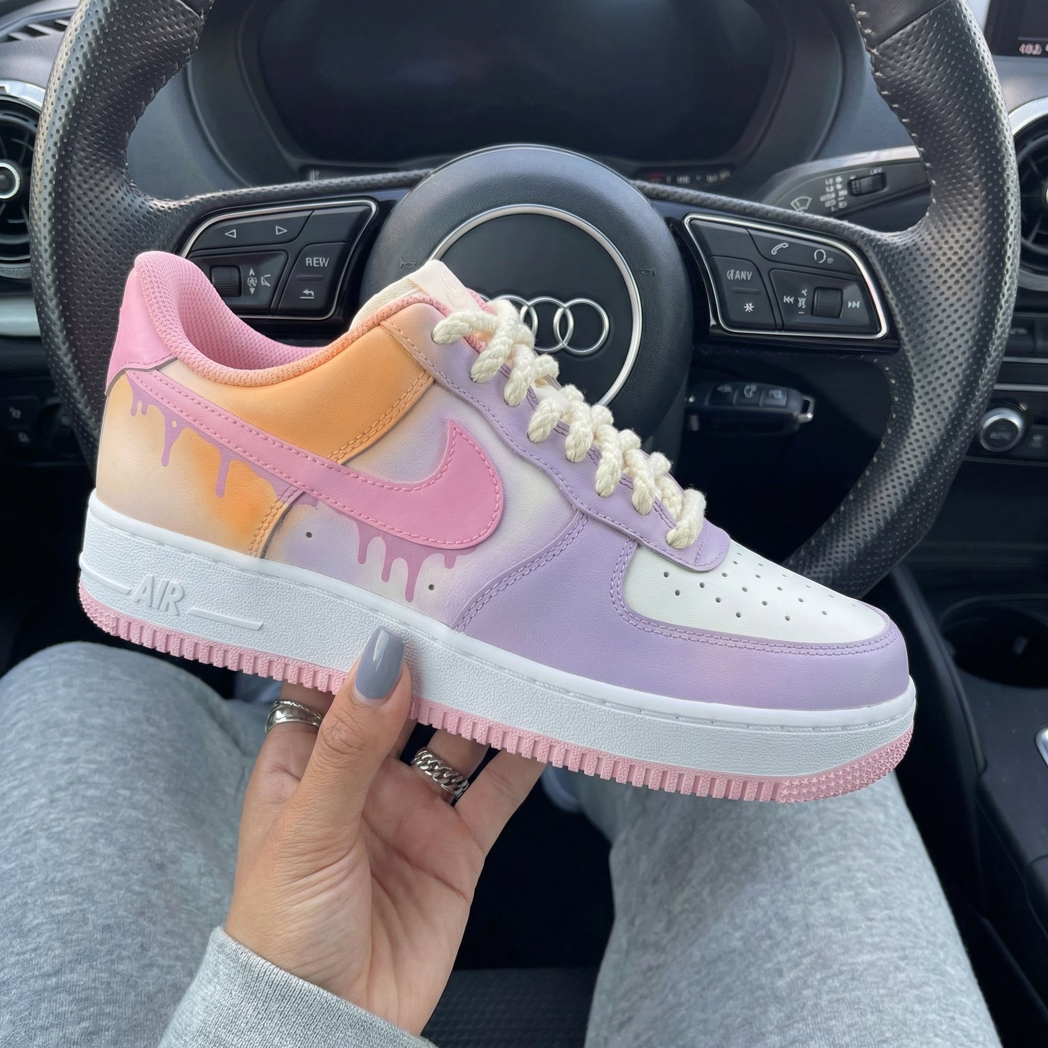 Baby Pink Orange Drip Custom Air Force 1-shecustomize