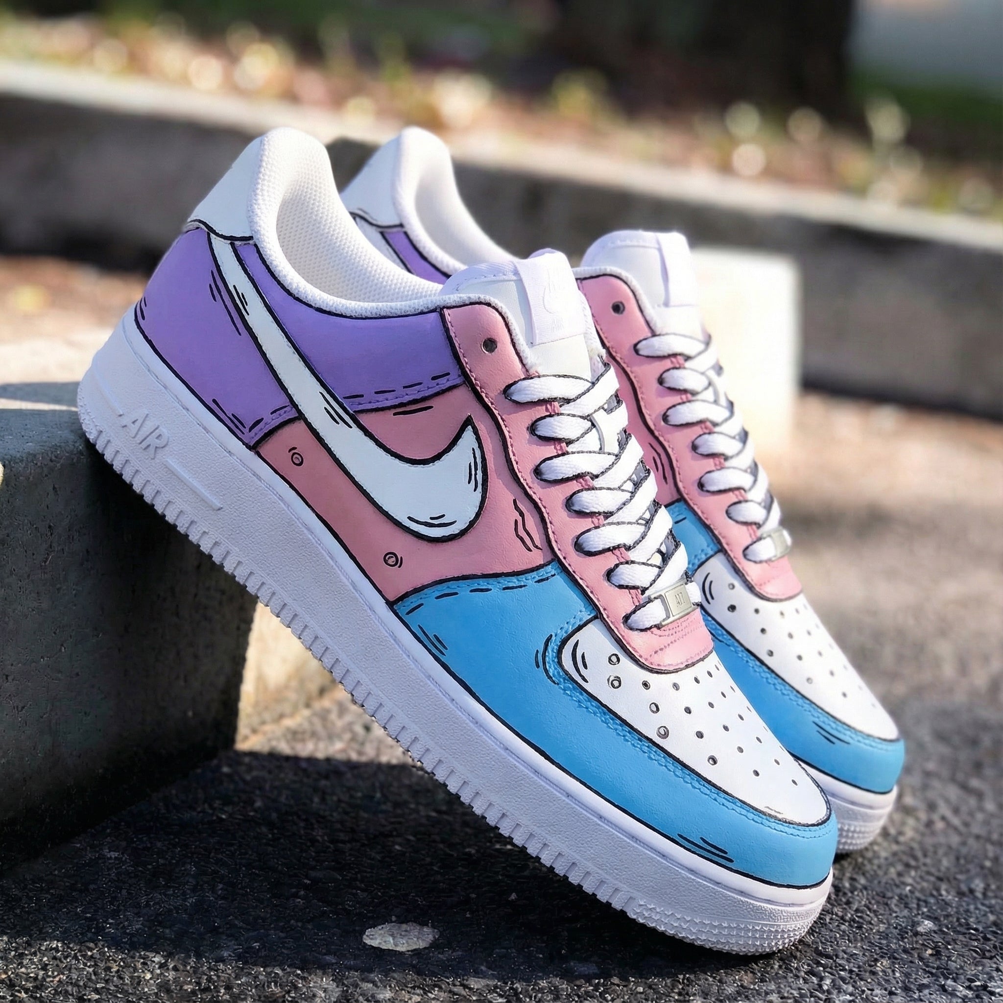 Baby Pink Purple Blue Cartoon Custom Air Force 1-shecustomize