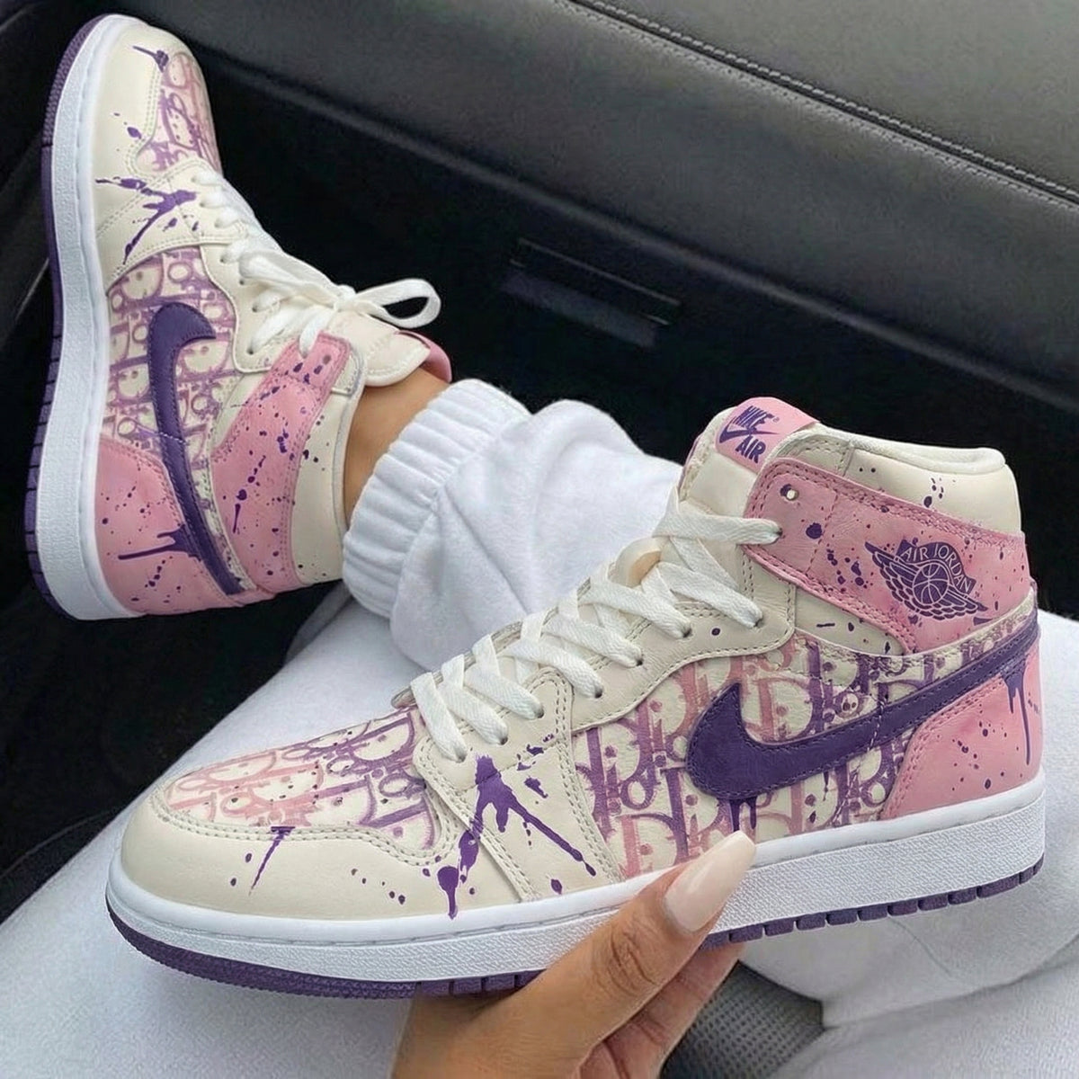Jordan Pattern Baby Pink Purple Pattern Custom Air Jordan 1 – SHECUSTOMIZE