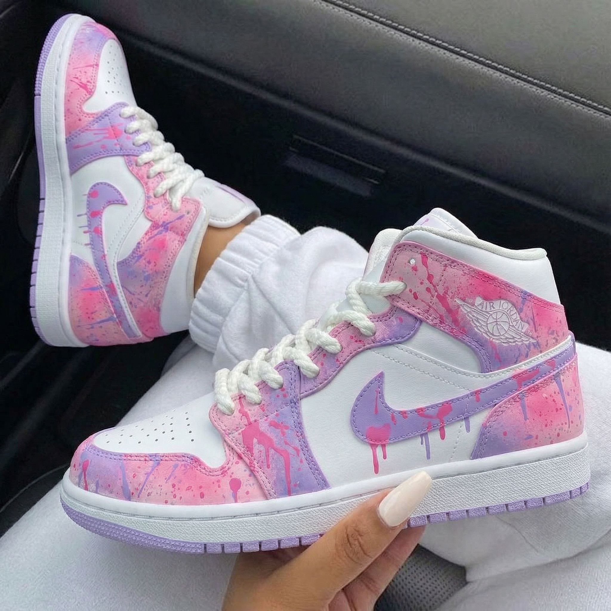 Baby Pink Purple Splatter Custom Air Jordan 1-shecustomize