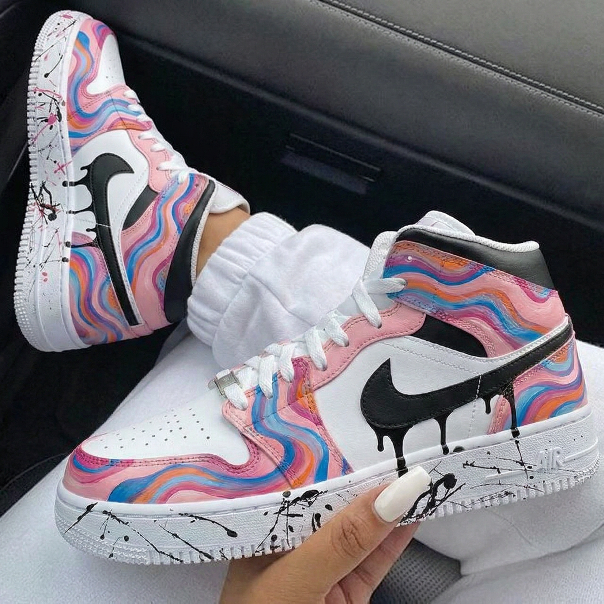 Baby Pink Rainbow Wave Custom Air Force 1-shecustomize