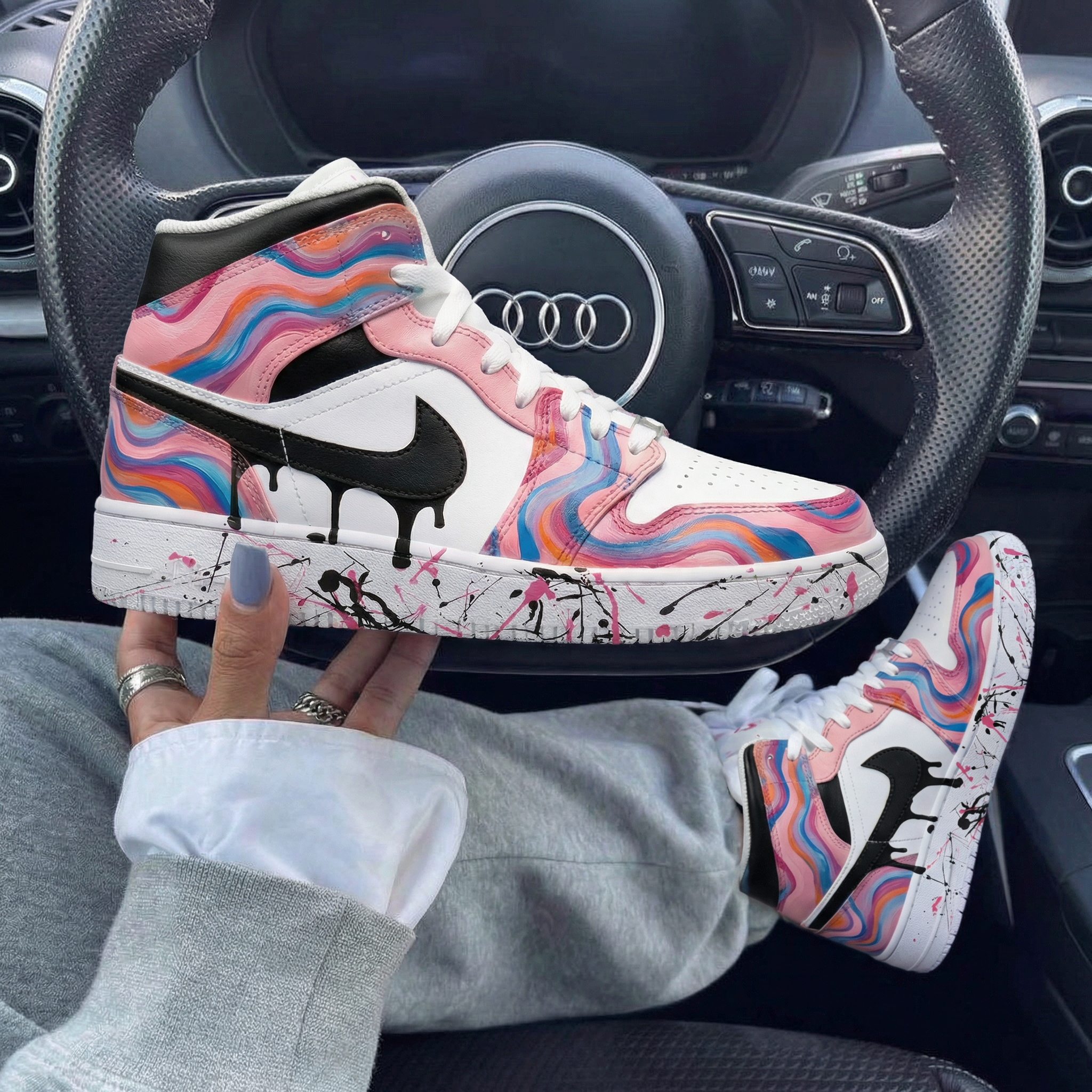 Baby Pink Rainbow Wave Custom Air Force 1-shecustomize