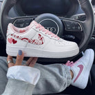 Baby Pink Red Hearts Splatter Custom Air Force 1-shecustomize