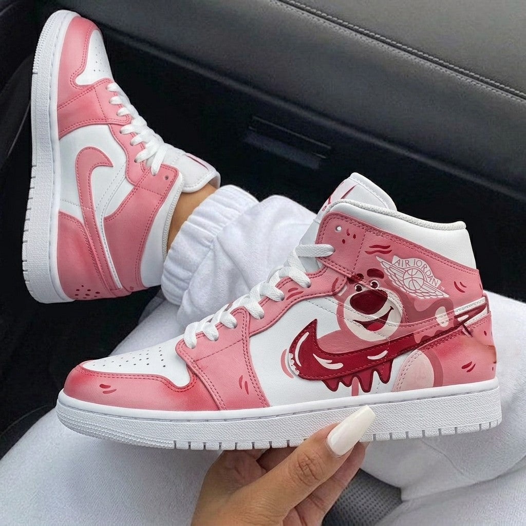 Baby Pink Red Lotso Bear Custom Air Jordan 1-shecustomize