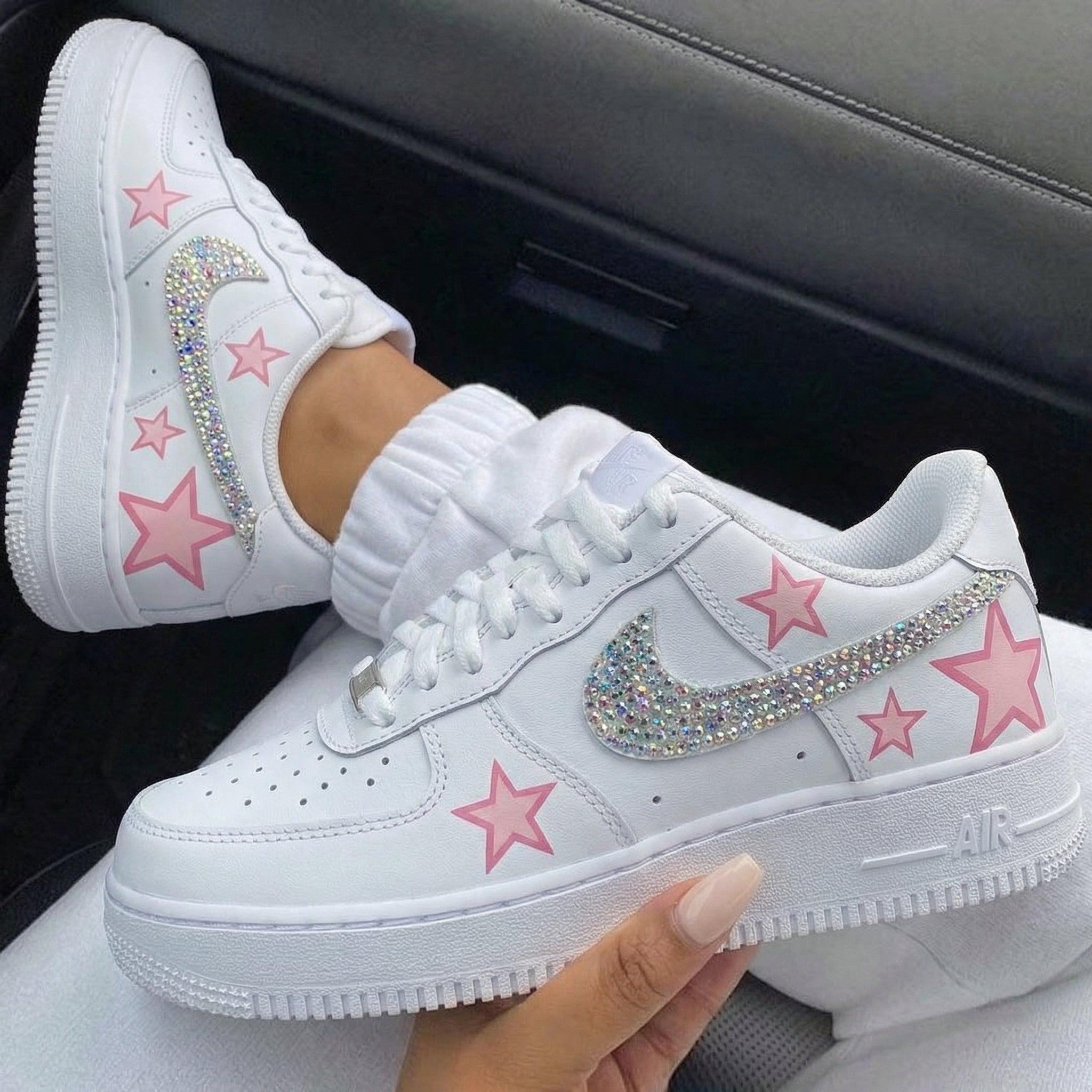 Baby Pink Star Rhinestone Custom Air Force 1-shecustomize