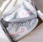 Baby Pink Swoosh Grey Custom Air Jordan 1-shecustomize