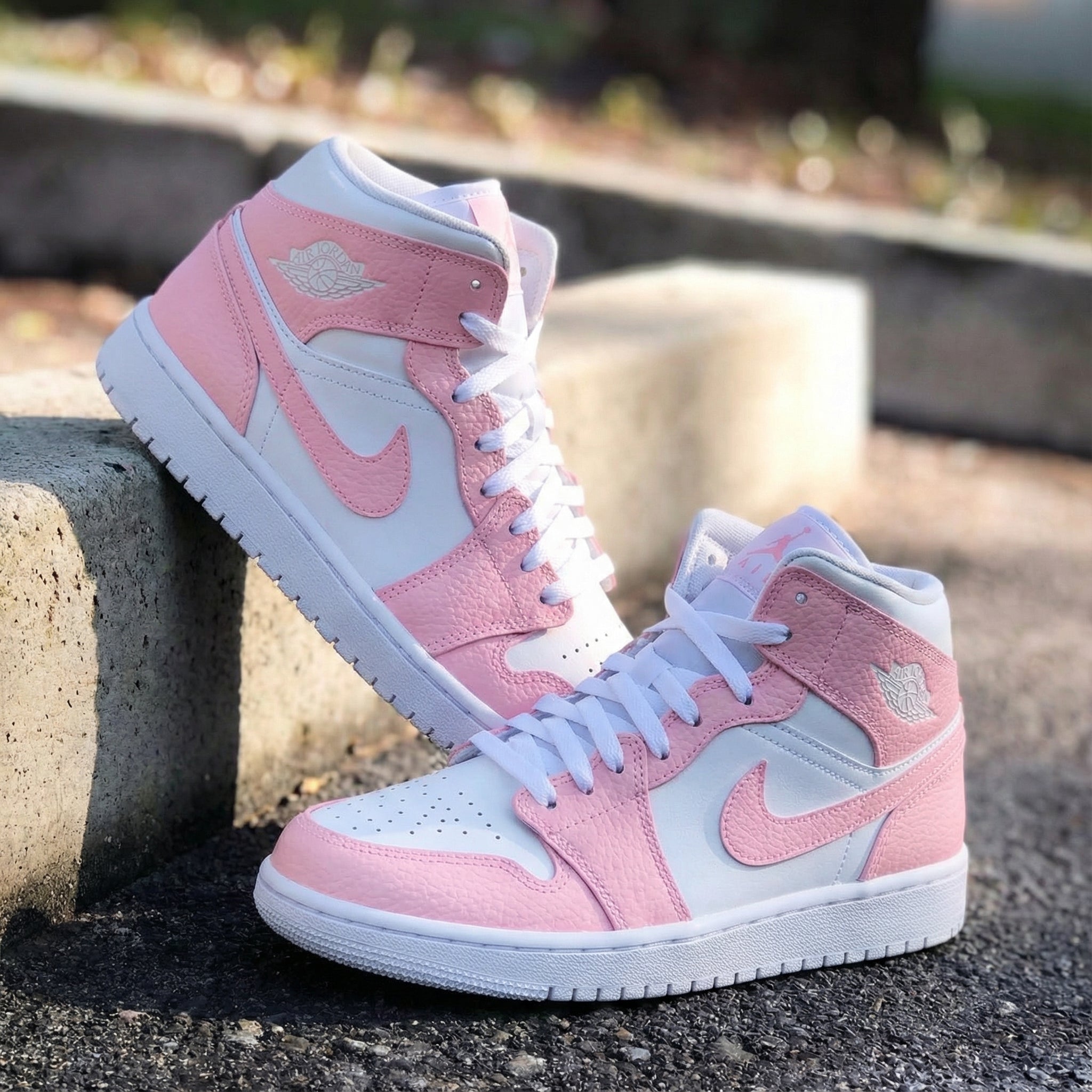 Baby Pink White Custom Air Jordan 1-shecustomize