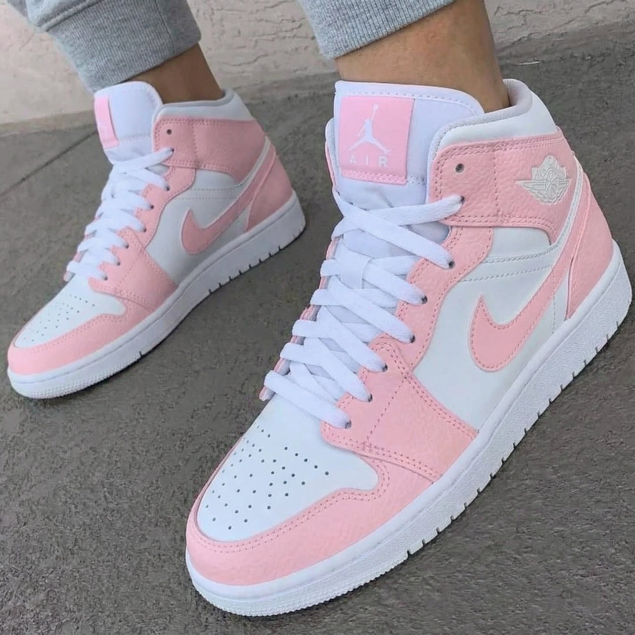 Baby Pink White Custom Air Jordan 1-shecustomize