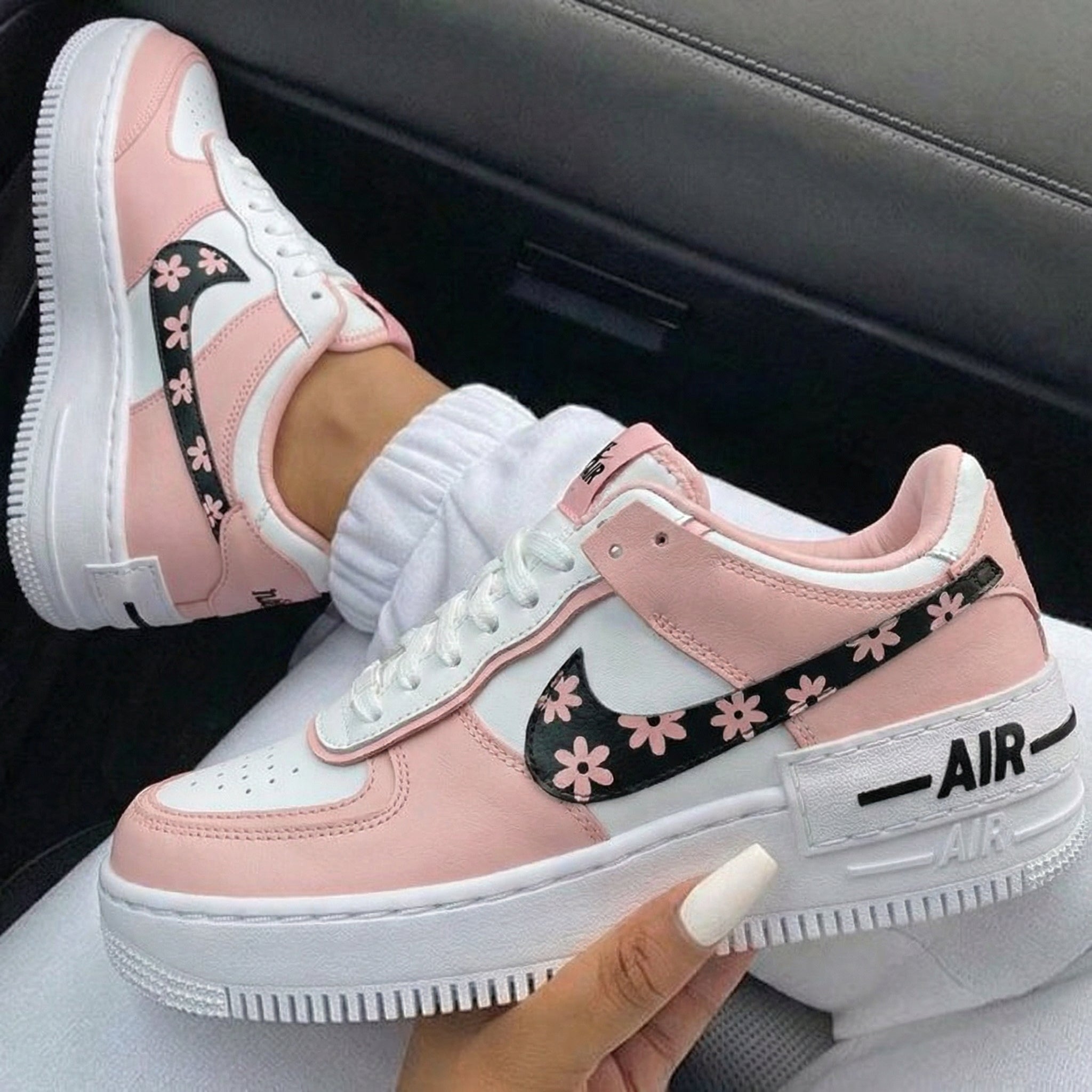 Baby Pink White Floral Custom Air Force 1-shecustomize