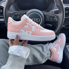 Baby Pink White LV Logo Custom Air Force 1-shecustomize