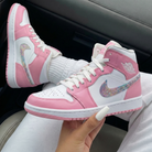 Baby Pink White Rhinestone Swoosh Custom Air Jordan 1-shecustomize