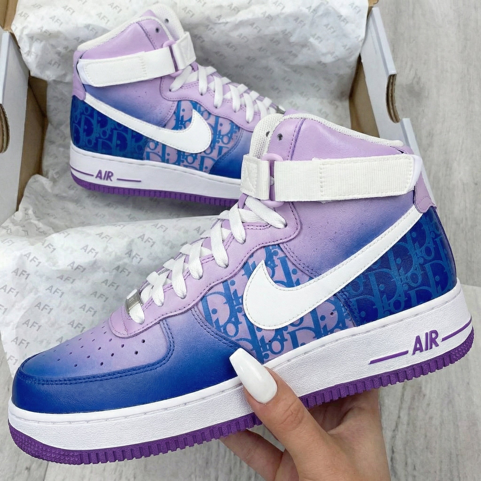 Baby Purple Blue Dior - inspired Custom Air Force 1-shecustomize
