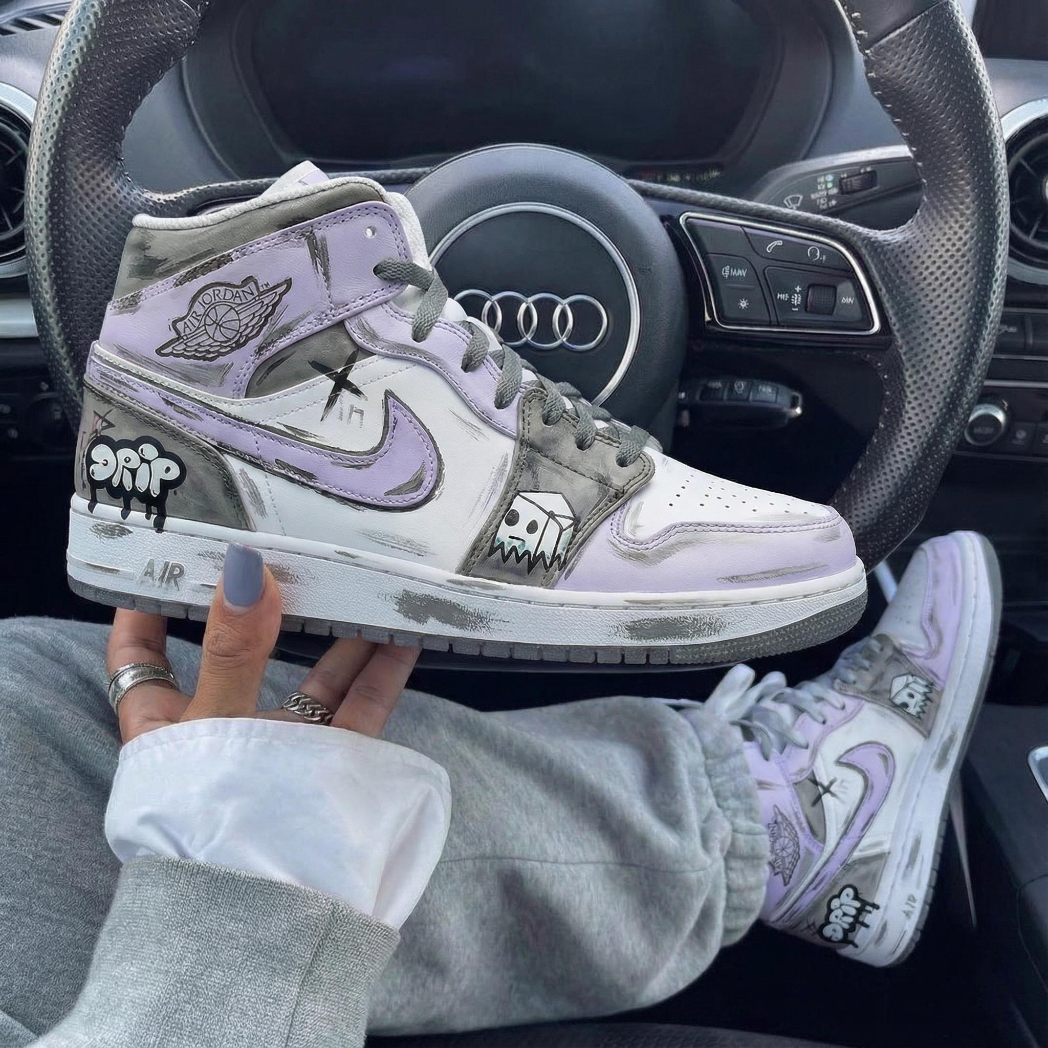 Baby Purple Gray Graffiti Custom Air Force 1-shecustomize