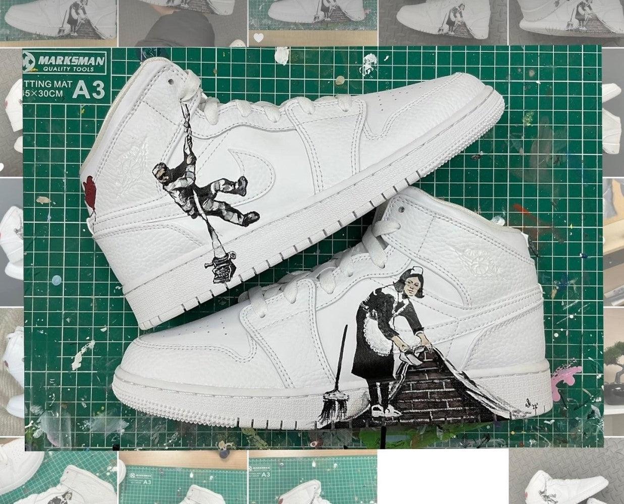 Banksy Inspired Custom Air Force 1-shecustomize