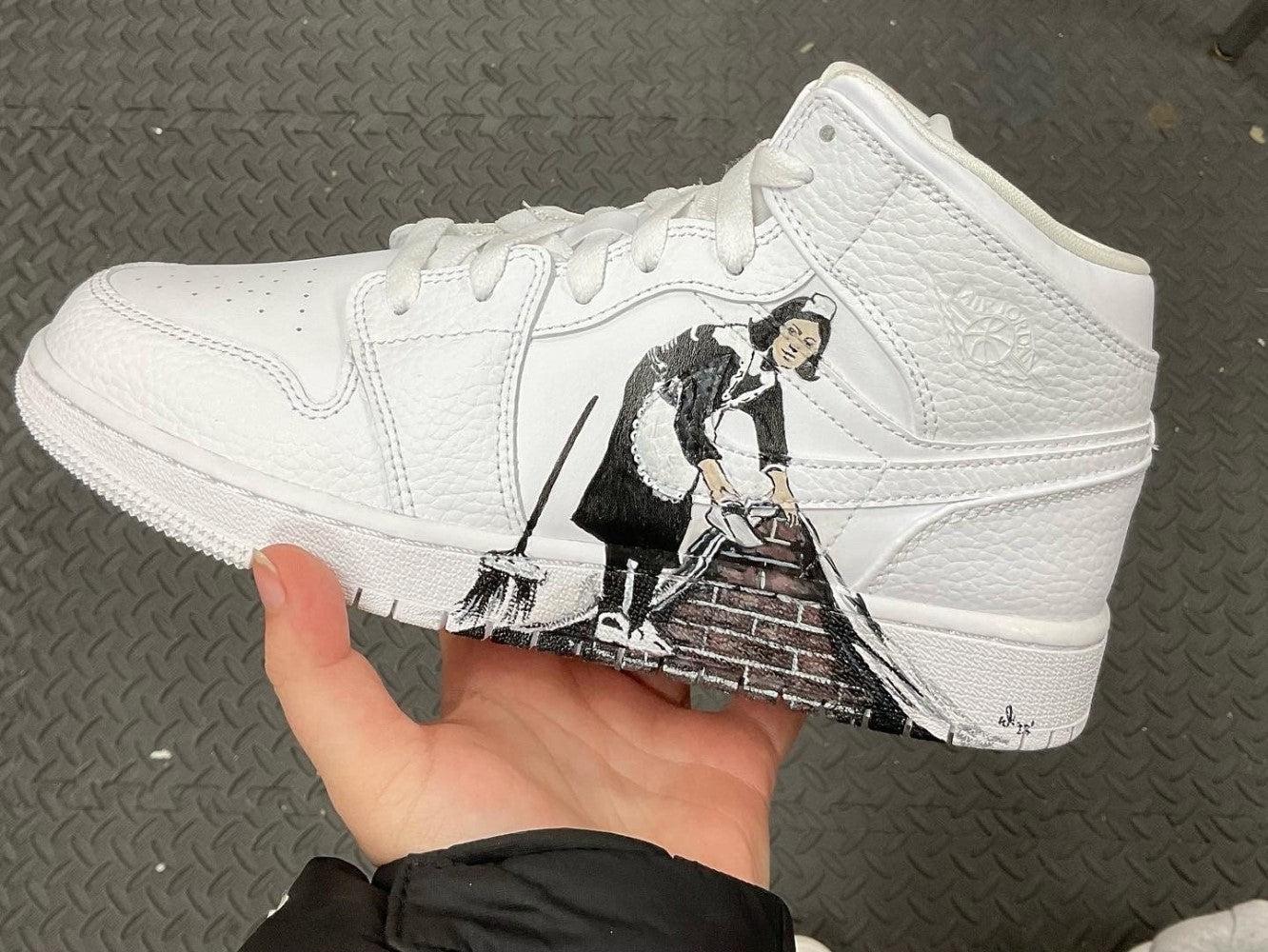 Banksy Inspired Custom Air Force 1-shecustomize