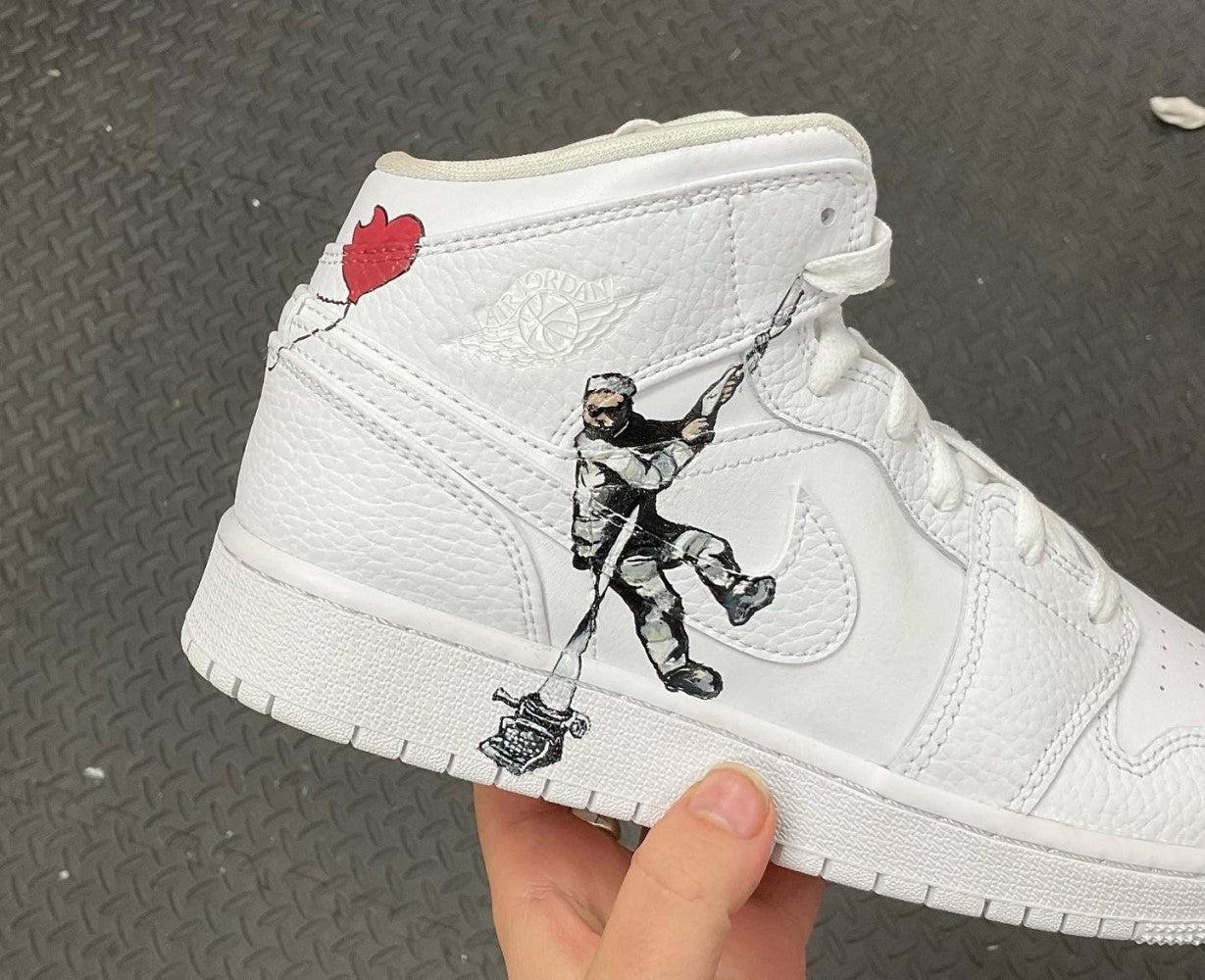 Banksy Inspired Custom Air Force 1-shecustomize
