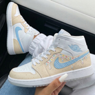 Beige Baby Blue Donut Drip Sprinkles Custom Air Jordan 1-shecustomize