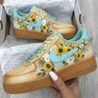 Beige Baby Blue Sunflower Custom Air Force 1-shecustomize