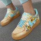Beige Baby Blue Sunflower Custom Air Force 1-shecustomize
