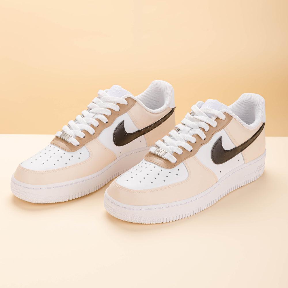 Beige Black Air Force 1s Custom Shoes Sneakers-shecustomize