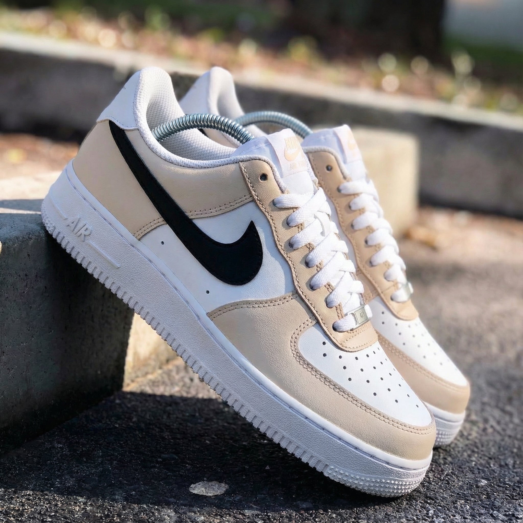Beige Black Custom Air Force 1-shecustomize